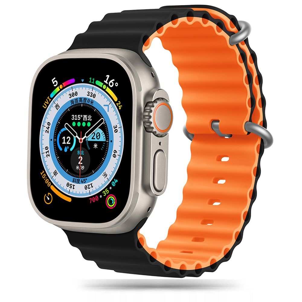 CINTURINO DOOP ICONBAND PRO PER APPLE WATCH 6 / 7 / 8 / 9 / 10 / SE / ULTRA 1 / 2 (44 / 45 / 46 / 49 MM) NERO/ARANCIONE