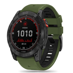 CINTURINO IN SILICONE PER GARMIN 26MM FENIX 3 / 5X / 3HR / 5X PLUS / 6X / 6X PRO / 7X ENDURO EXPLORER PRO VERDE MILITARE / NERO