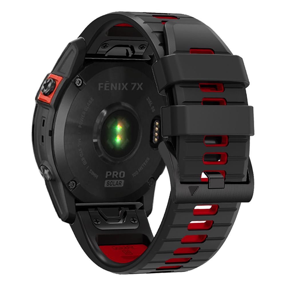 CINTURINO IN SILICONE PER GARMIN 26MM FENIX 3 / 5X / 3HR / 5X PLUS / 6X / 6X PRO / 7X DOOP EXPLORER PRO NERO / ROSSO