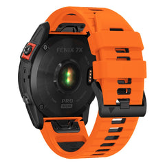CINTURINO IN SILICONE PER GARMIN 26MM FENIX 3 / 5X / 3HR / 5X PLUS / 6X / 6X PRO / 7X DOOP EXPLORER PRO ARANCIONE / NERO