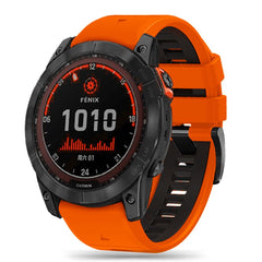 CINTURINO IN SILICONE PER GARMIN 26MM FENIX 3 / 5X / 3HR / 5X PLUS / 6X / 6X PRO / 7X DOOP EXPLORER PRO ARANCIONE / NERO