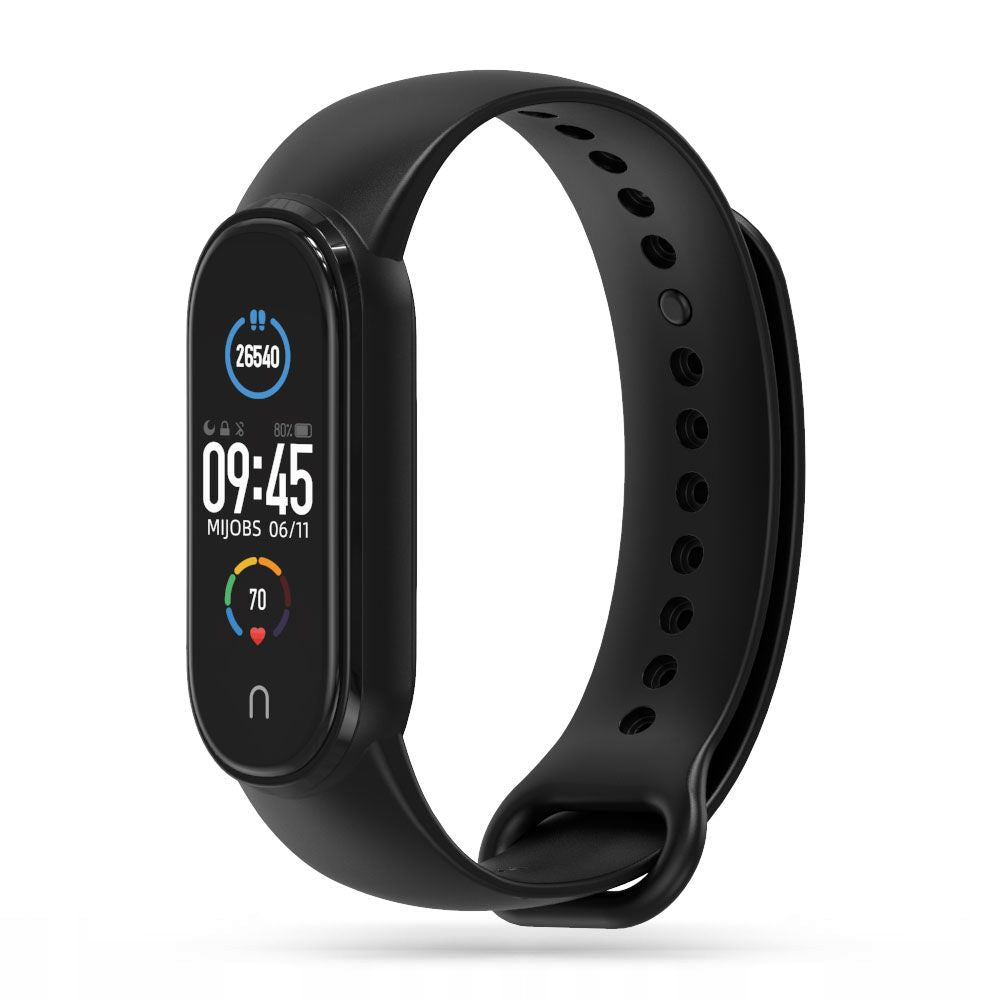 BRACCIALE IN SILICONE PER XIAOMI MI BAND 5 / 6 / 6 NFC / 7 HEYBAND ICON NERO