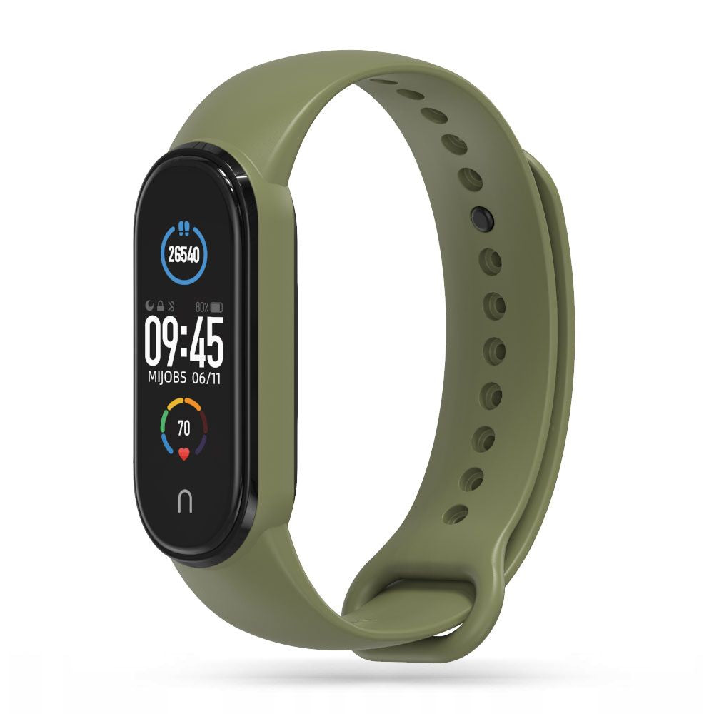 BRACCIALE IN SILICONE PER XIAOMI MI BAND 5 / 6 / 6 NFC / 7 HEYBAND ICON VERDE MILITARE