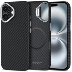 TECH-PROTECT ION CARBON MAGSAFE IPHONE 16 NERO/ARGENTO