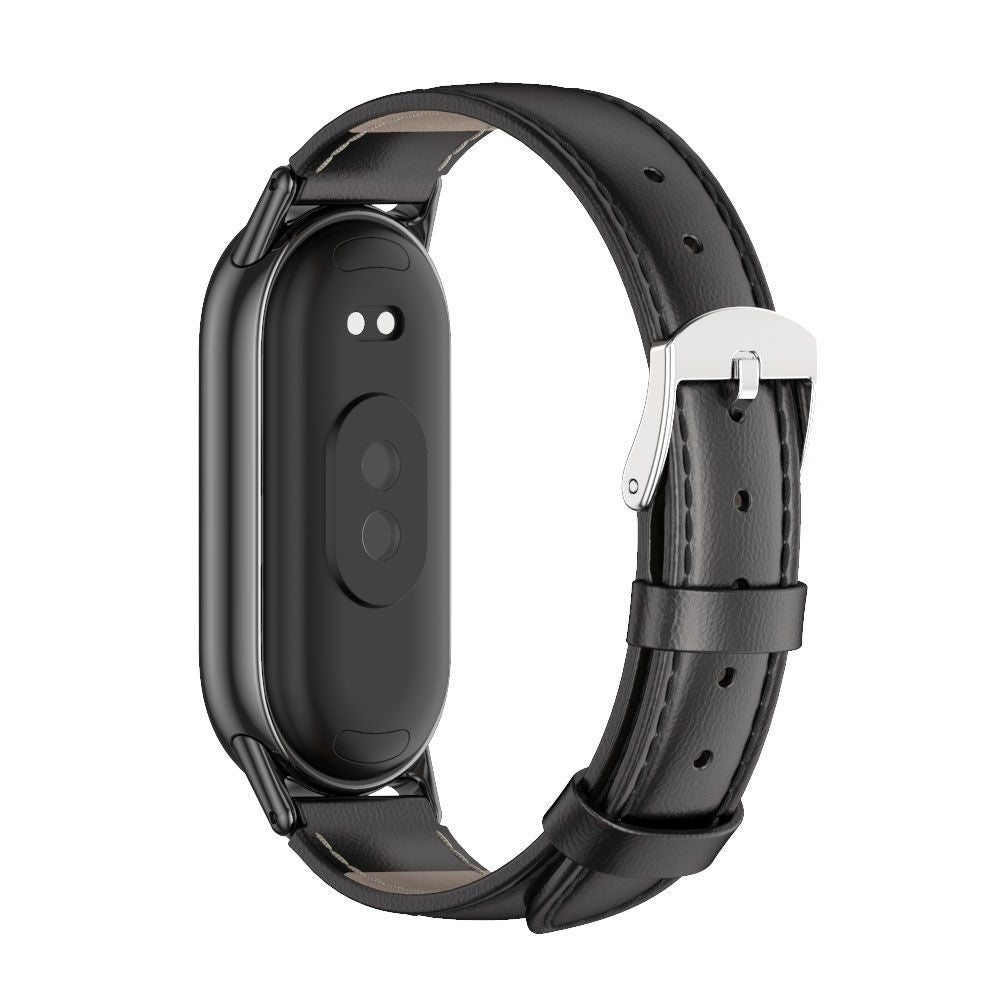 CINTURINO IN PELLE PER XIAOMI MI BAND 8 / 9 / NFC HEYBAND LEATHERFIT NERO