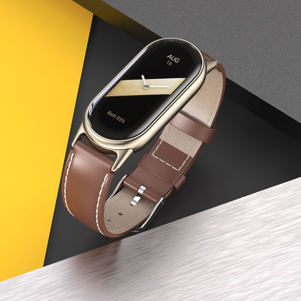 CINTURINO IN PELLE PER XIAOMI MI BAND 8 / 9 / NFC HEYBAND LEATHERFIT NERO