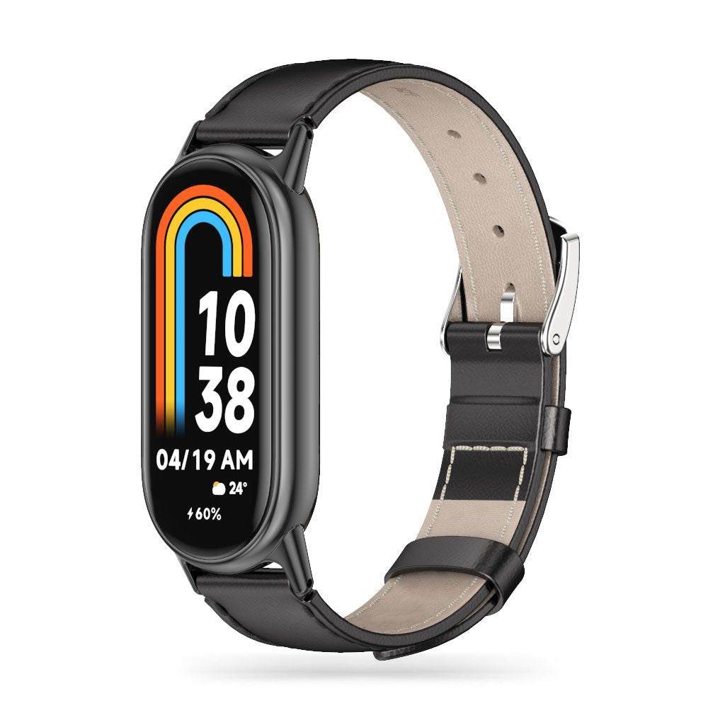 CINTURINO IN PELLE PER XIAOMI MI BAND 8 / 9 / NFC HEYBAND LEATHERFIT NERO