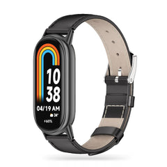 CINTURINO IN PELLE PER XIAOMI MI BAND 8 / 9 / NFC HEYBAND LEATHERFIT NERO