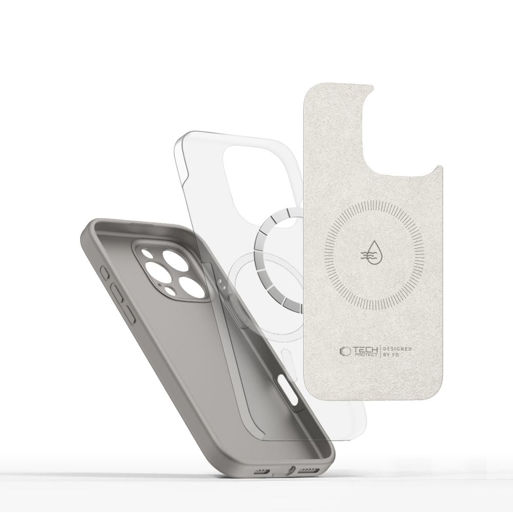 COPERTURA TECH-PROTECT LIQUID SILICONE MAGSAFE IPHONE 16 PRO MAX GRIGIO PIETRA