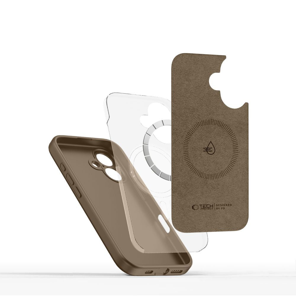 CUSTODIA TECH-PROTECT LIQUID SILICONE MAGSAFE IPHONE 16E MARRONE CIOCCOLATO