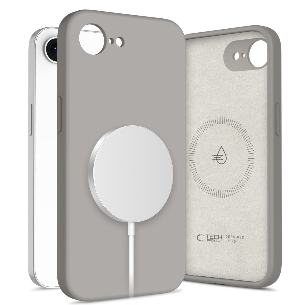 COPERTURA TECH-PROTECT LIQUID SILICONE MAGSAFE IPHONE 16E GRIGIO PIETRA