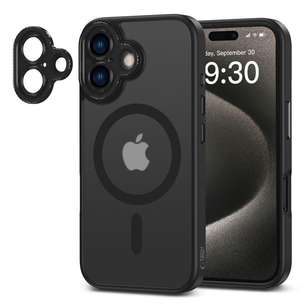 COPERTURA PER IPHONE 16 TECH-PROTECT MAGCAM MAGSAFEMATTE NERA