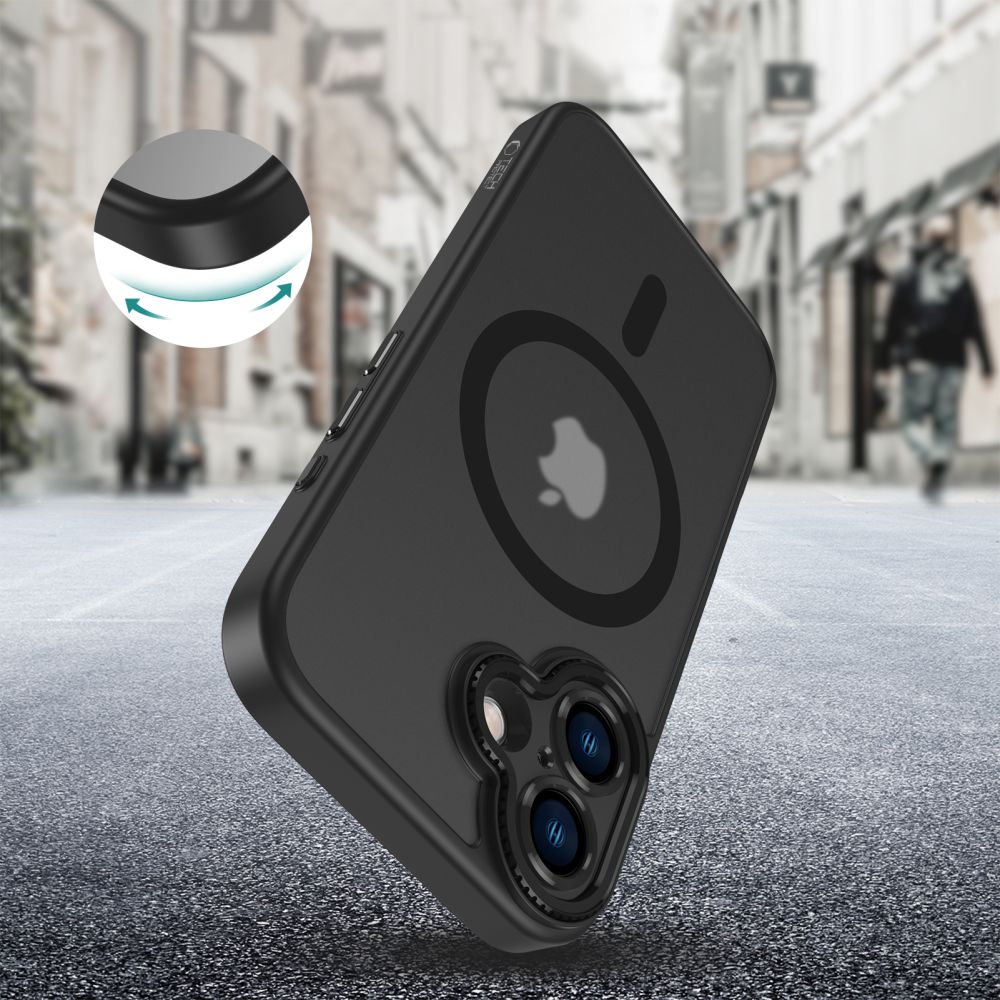 COPERTURA PER IPHONE 16 TECH-PROTECT MAGCAM MAGSAFEMATTE NERA