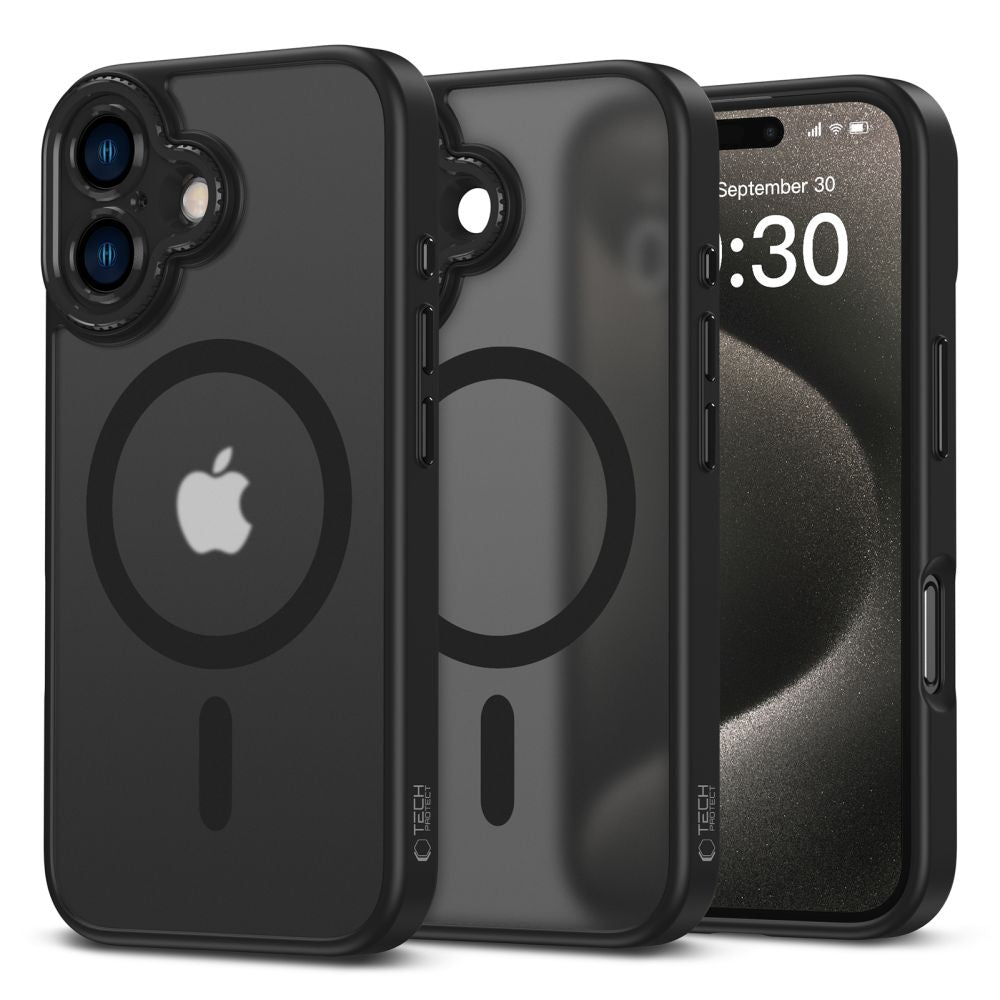 COPERTURA PER IPHONE 16 TECH-PROTECT MAGCAM MAGSAFEMATTE NERA