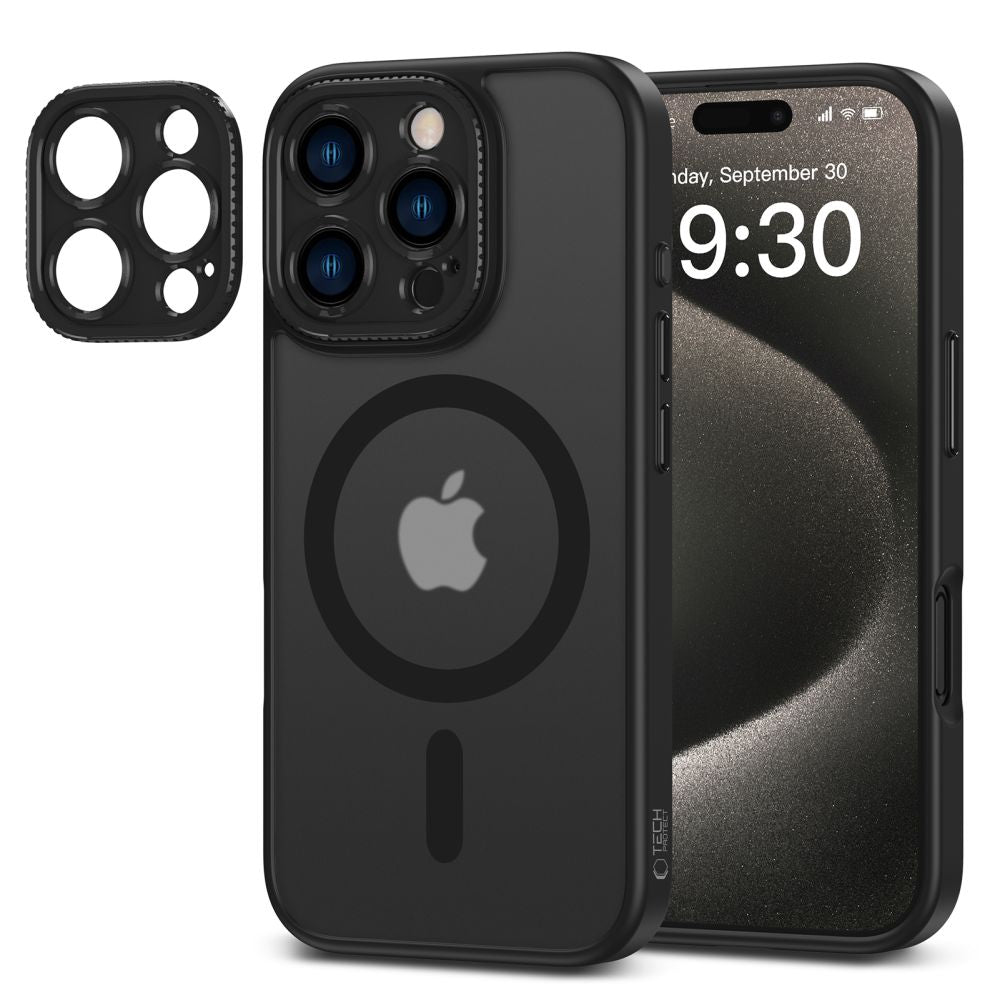 COPERTURA PER IPHONE 16 PRO TECH-PROTECT MAGCAM MAGSAFE NERO OPACO