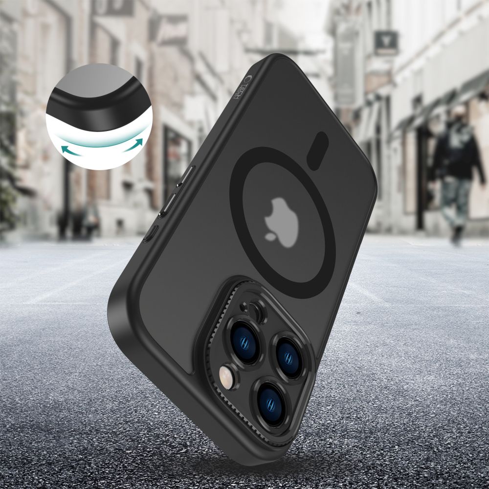 COPERTURA PER IPHONE 16 PRO TECH-PROTECT MAGCAM MAGSAFE NERO OPACO