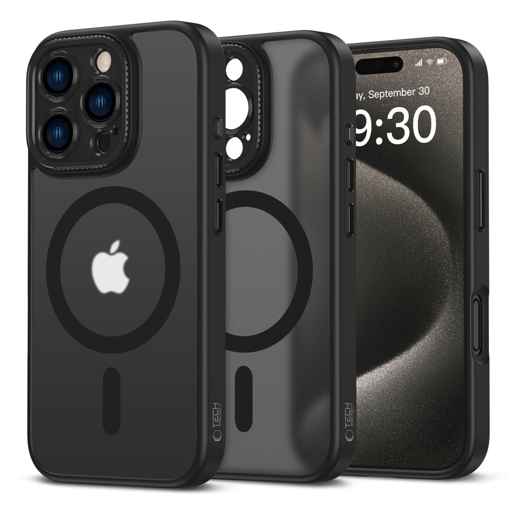 COPERTURA PER IPHONE 16 PRO TECH-PROTECT MAGCAM MAGSAFE NERO OPACO