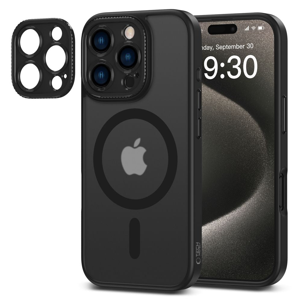 COPERTURA PER IPHONE 16 PRO MAX TECH-PROTECT MAGCAM MAGSAFE NERO OPACO