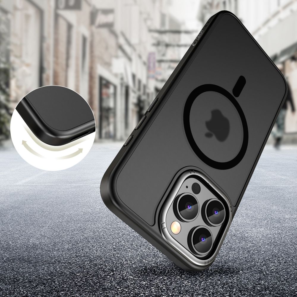 COPERTURA PER IPHONE 16 PRO TECH-PROTECT MAGEDGE MAGSAFE NERO OPACO/GRIGIO METALLO
