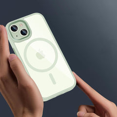 COPERTURA TECH-PROTECT MAGMAT MAGSAFE IPHONE 15 VERDE/TRASPARENTE