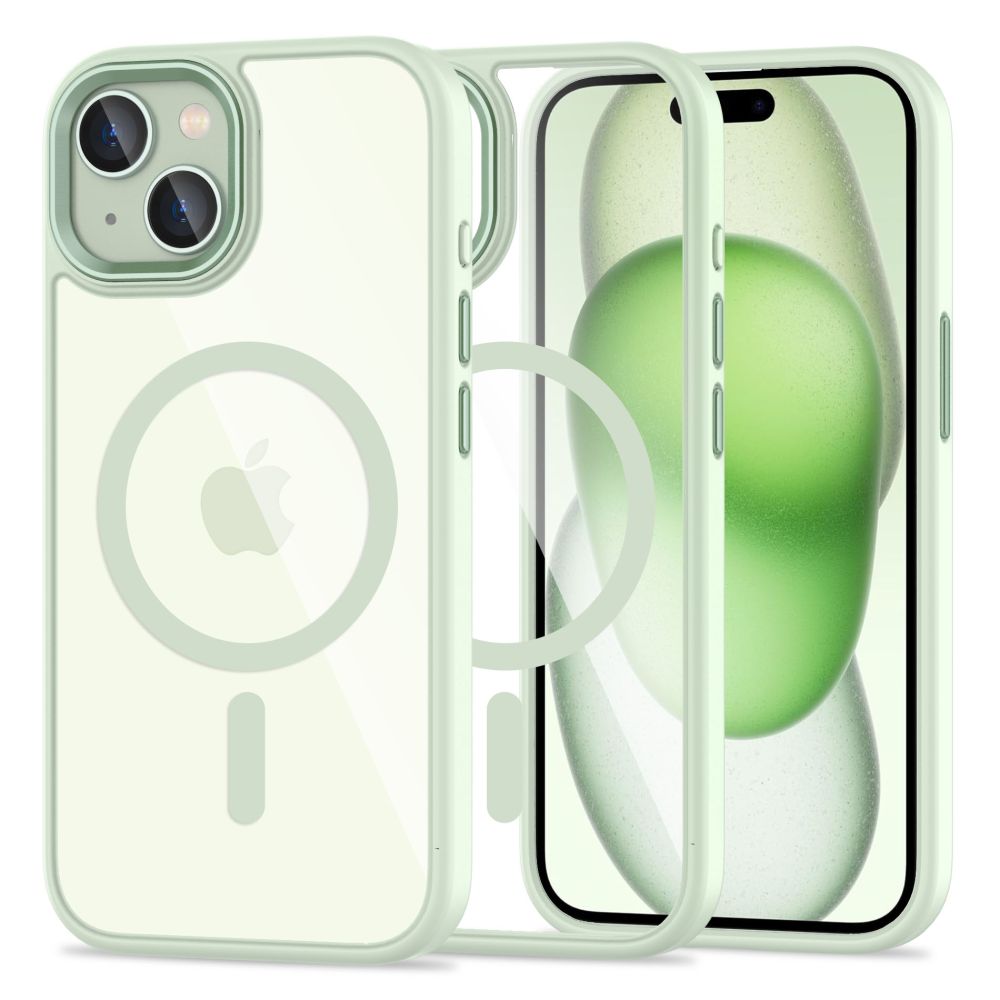 COPERTURA TECH-PROTECT MAGMAT MAGSAFE IPHONE 15 VERDE/TRASPARENTE