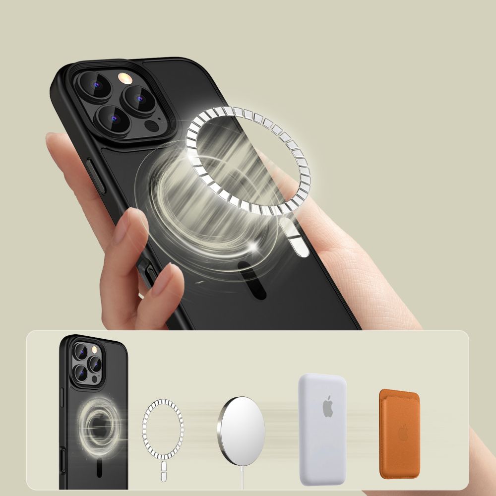 COPERTURA PER IPHONE 16 PRO TECH-PROTECT MAGMAT MAGSAFE NERO OPACO