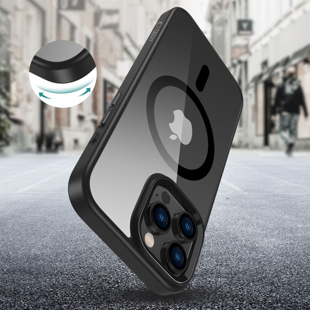 COPERTURA PER IPHONE 16 PRO MAX TECH-PROTECT MAGMAT MAGSAFE NERA/TRASPARENTE