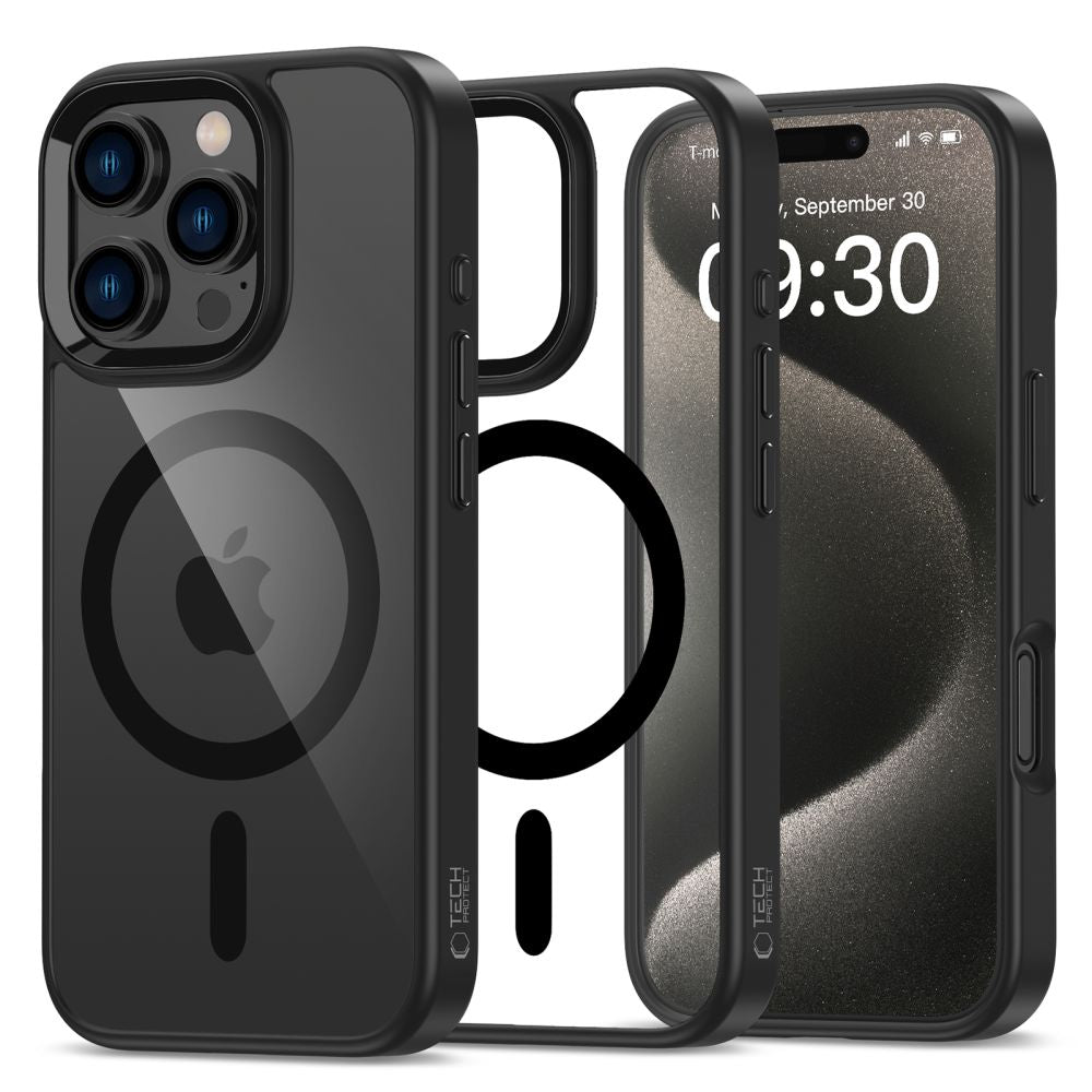 COPERTURA PER IPHONE 16 PRO MAX TECH-PROTECT MAGMAT MAGSAFE NERA/TRASPARENTE