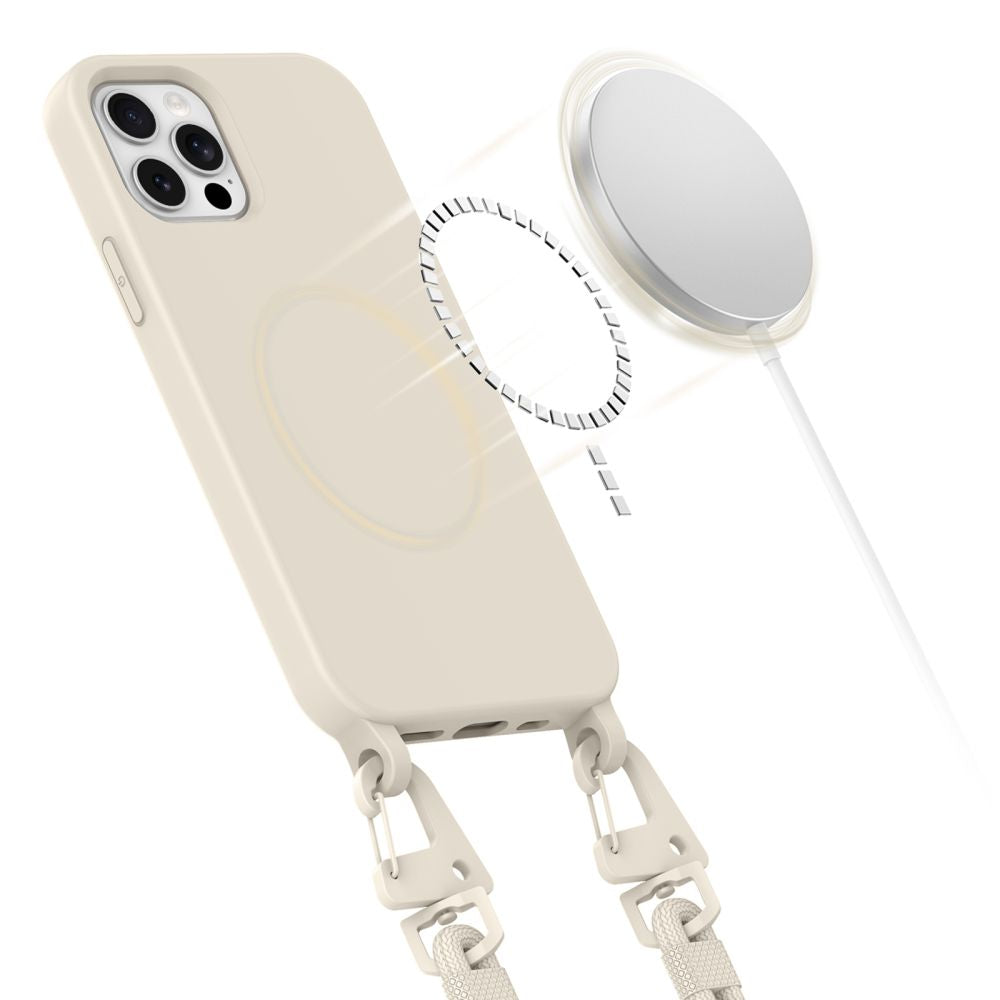 CUSTODIA TECH-PROTECT MAGNECKLACE MAGSAFE IPHONE 12 / 12 PRO COSMIC LATTE