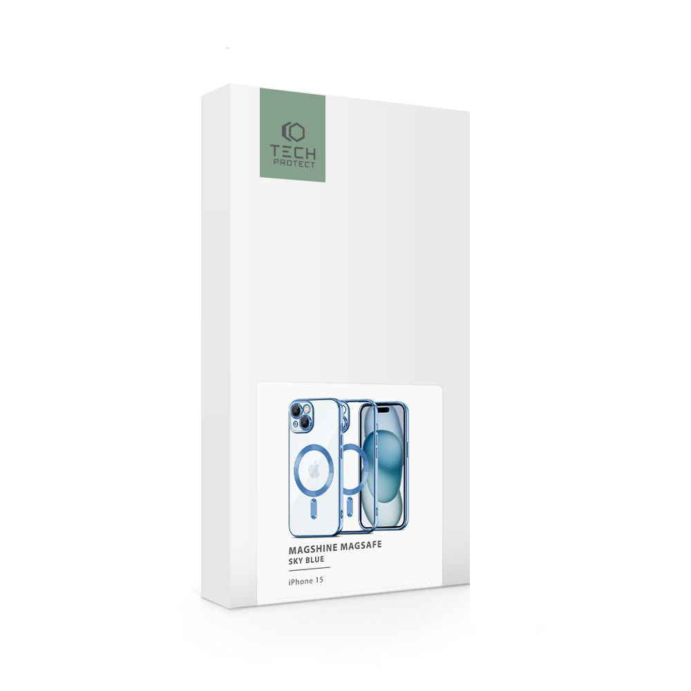 COPERTURA TECH-PROTECT MAGSHINE MAGSAFE IPHONE 15 BLU CIELO