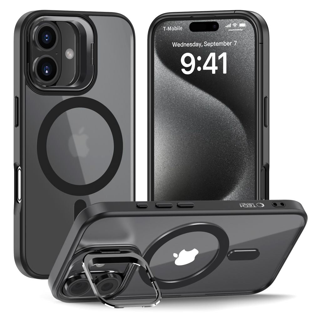 COPERTURA TECH-PROTECT MAGSTAND MAGSAFE IPHONE 16 NERO OPACO