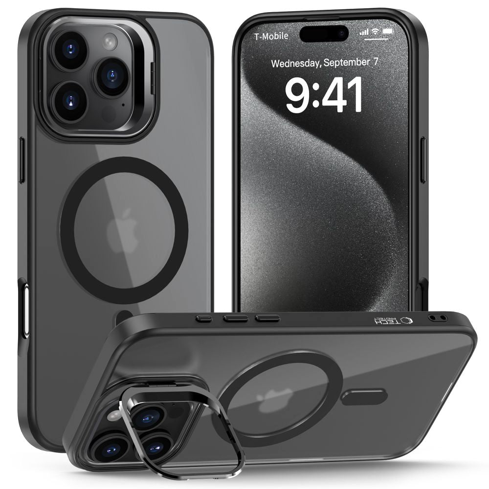 COPERTURA TECH-PROTECT MAGSTAND MAGSAFE IPHONE 16 PRO NERO OPACO