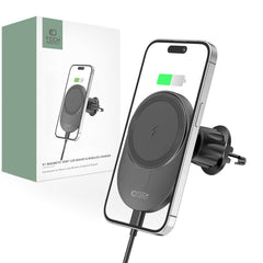 Supporto per telefono da auto con ricarica wireless TECH-PROTECT MM15W-V1 MAGNETIC MAGSAFE VENT CAR MOUNT WIRELESS CHARGER 15W NERO