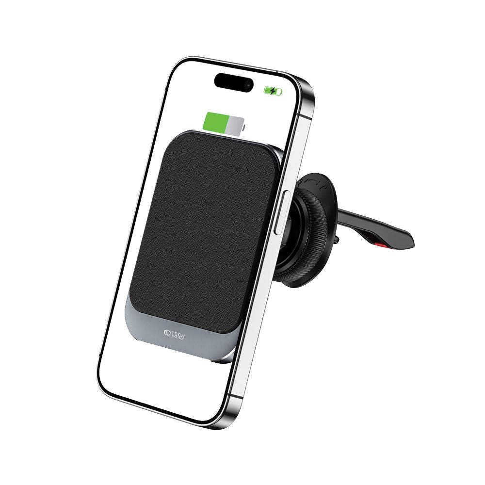 Supporto per telefono da auto con ricarica wireless TECH-PROTECT MM15W-V2 MAGNETIC MAGSAFE VENT CAR MOUNT WIRELESS CHARGER 15W NERO
