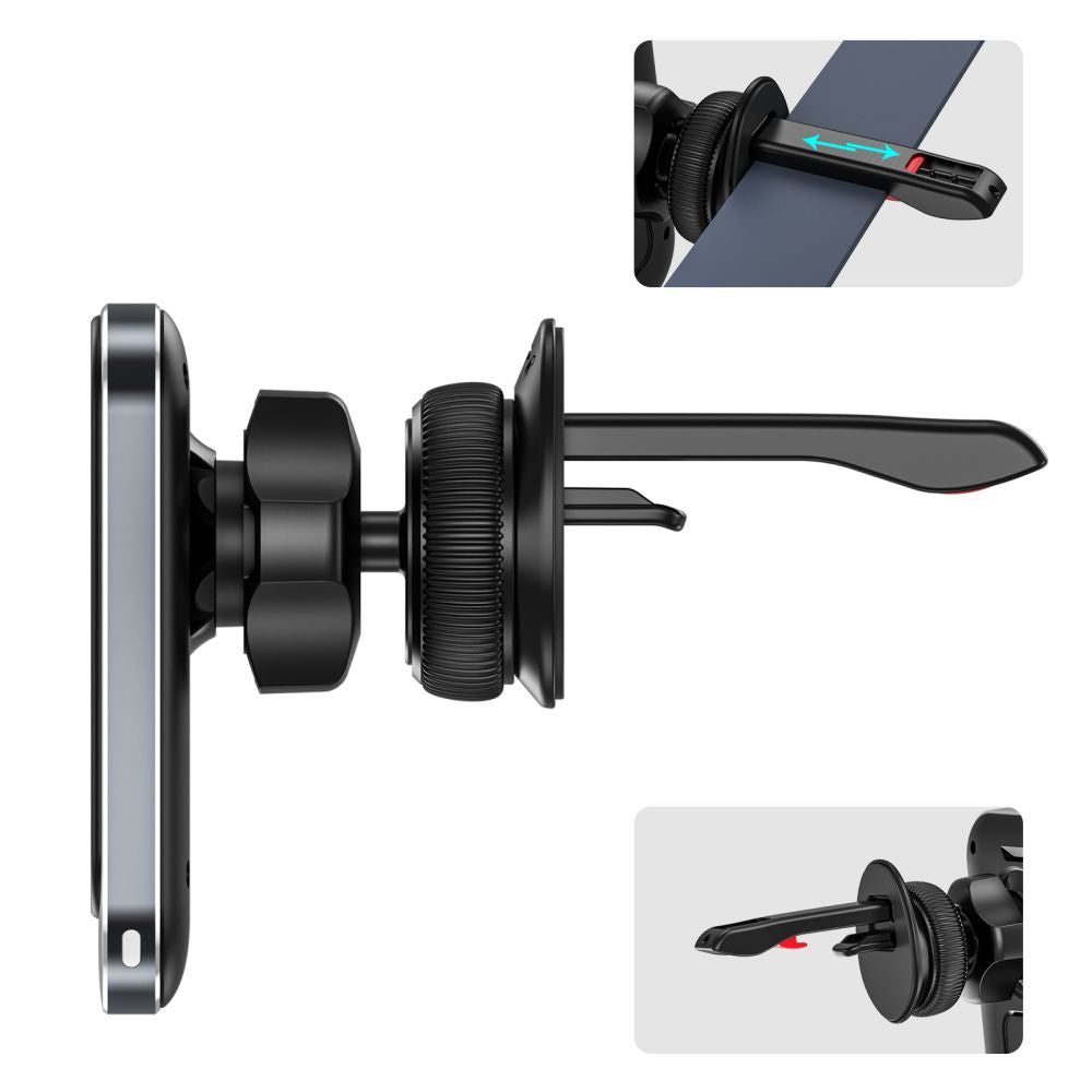 Supporto per telefono da auto con ricarica wireless TECH-PROTECT MM15W-V2 MAGNETIC MAGSAFE VENT CAR MOUNT WIRELESS CHARGER 15W NERO