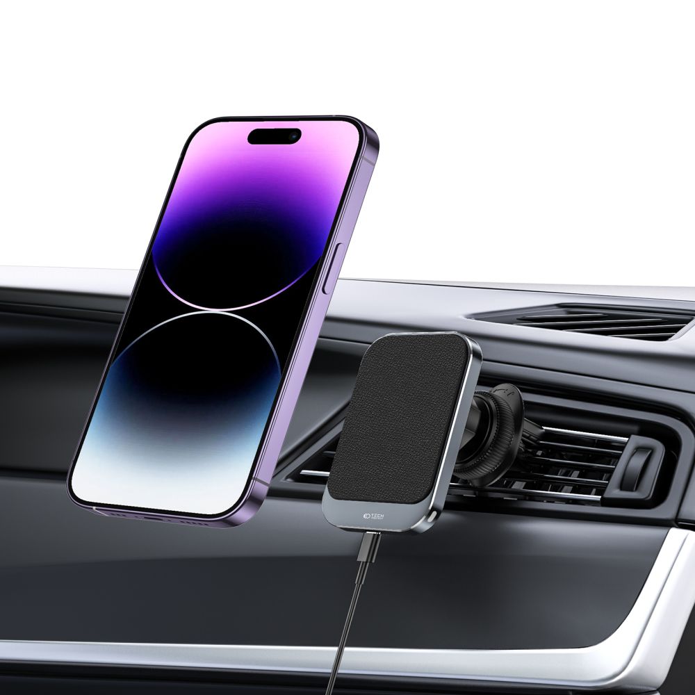 Supporto per telefono da auto con ricarica wireless TECH-PROTECT MM15W-V2 MAGNETIC MAGSAFE VENT CAR MOUNT WIRELESS CHARGER 15W NERO