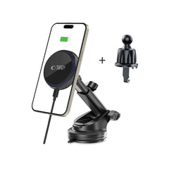 Supporto per telefono da auto con ricarica wireless TECH-PROTECT MM15W-V4 MAGNETIC MAGSAFE MONTAGGIO PER CRUSCOTTO E VENTILAZIONE RICARICA WIRELESS 15W NERO