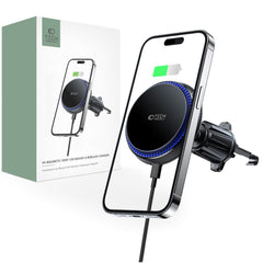 Supporto per telefono da auto con ricarica wireless TECH-PROTECT MM15W-V4 MAGNETIC MAGSAFE VENT CAR MOUNT WIRELESS CHARGER 15W NERO
