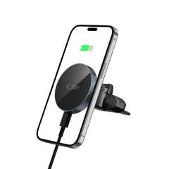 Supporto per telefono da auto con ricarica wireless TECH-PROTECT MM15W-V5 MAGNETIC MAGSAFE CD & VENT CAR MOUNT WIRELESS CHARGER 15W NERO/NERA