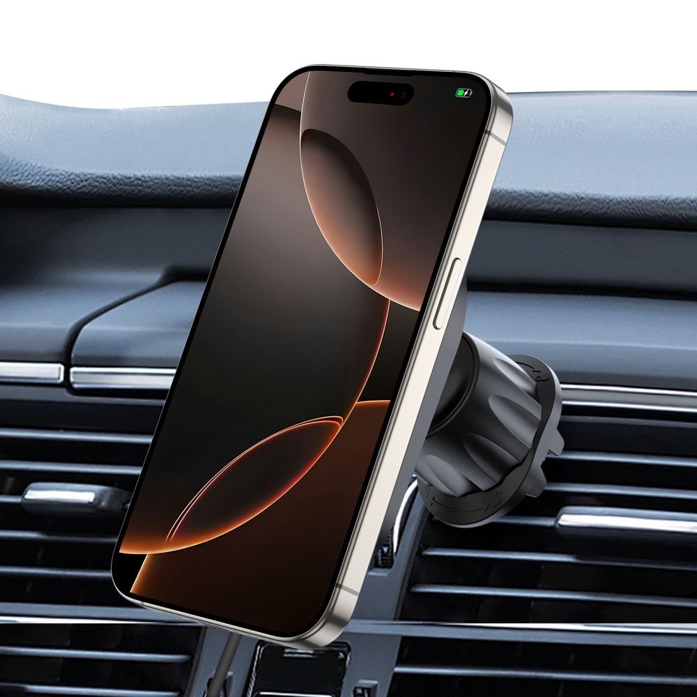 Supporto per telefono da auto con ricarica wireless TECH-PROTECT MM15W-V6 MAGNETIC MAGSAFE MONTAGGIO PER CRUSCOTTO E VENTILAZIONE CARICATORE WIRELESS 15W NERO/NERO