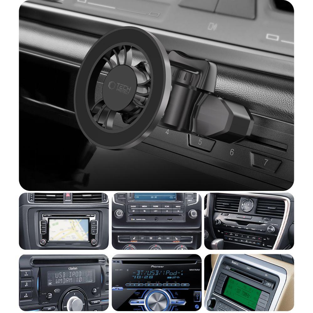 MONTAGGIO PER TELEFONO AUTO TECH-PROTECT N56 MAGNETIC MAGSAFE CD & VENT CAR MOUNT NERO