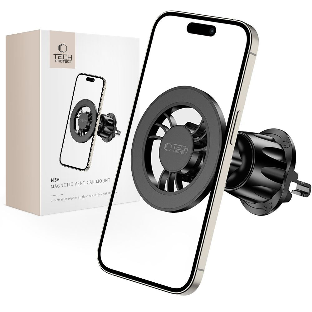 Supporto per telefono da auto con cinturino TECH-PROTECT N56 MAGNETIC MAGSAFE VENT CAR MOUNT NERO