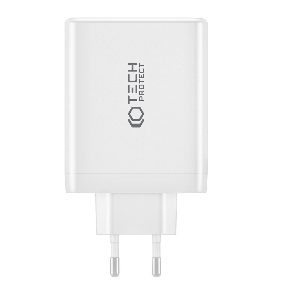 CARICATORE DI RETE PER CELLULARE E TABLET TECH-PROTECT NC100W-GAN CARICATORE DI RETE A 4 PORTE PD100W/QC3.0 BIANCO