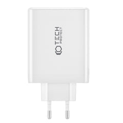 CARICATORE DI RETE PER CELLULARE E TABLET TECH-PROTECT NC100W-GAN CARICATORE DI RETE A 4 PORTE PD100W/QC3.0 BIANCO