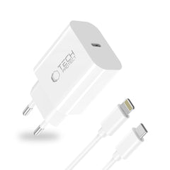 TECH-PROTECT NC20W CARICATORE DI RETE 1-PORTA PD20W + CAVO LIGHTNING BIANCO