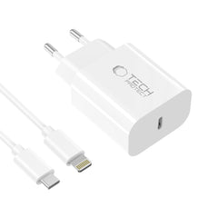 TECH-PROTECT NC20W CARICATORE DI RETE 1-PORTA PD20W + CAVO LIGHTNING BIANCO