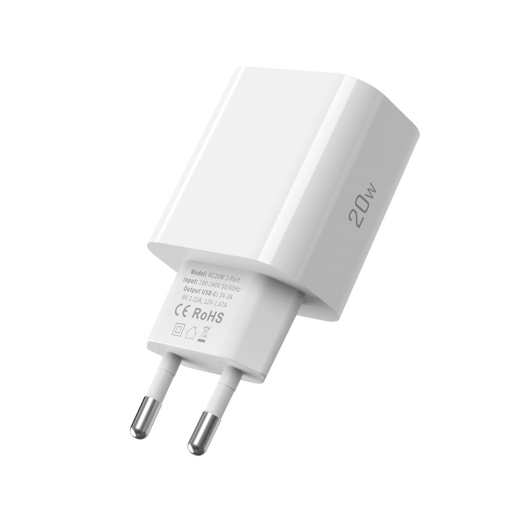 TECH-PROTECT NC20W CARICATORE DI RETE 1-PORTA PD20W + CAVO LIGHTNING BIANCO
