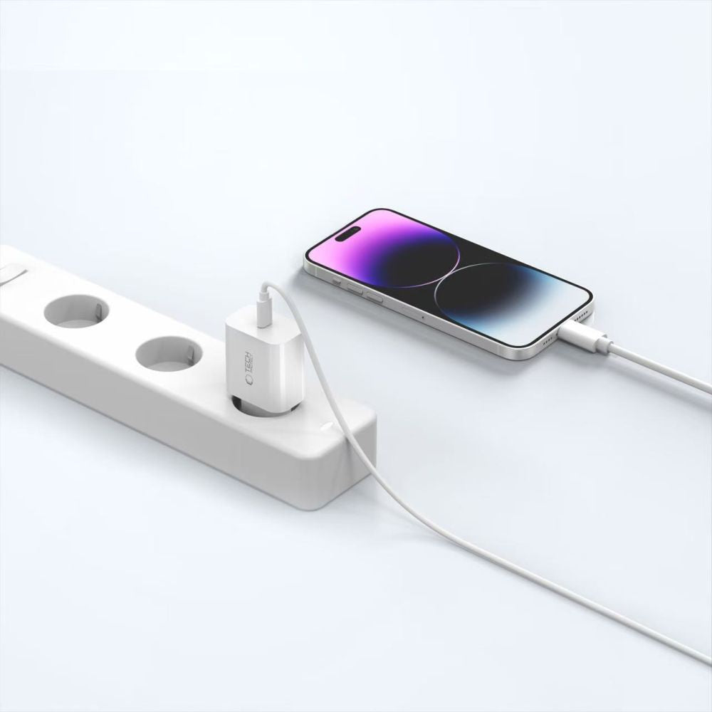 TECH-PROTECT NC20W CARICATORE DI RETE 1-PORTA PD20W + CAVO LIGHTNING BIANCO