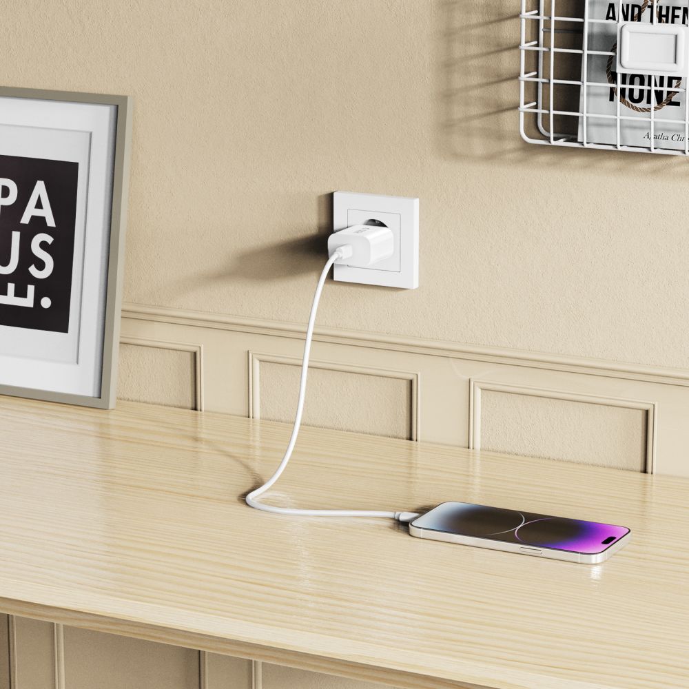 TECH-PROTECT NC20W CARICATORE DI RETE 1-PORTA PD20W + CAVO LIGHTNING BIANCO