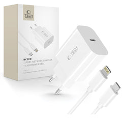 TECH-PROTECT NC20W CARICATORE DI RETE 1-PORTA PD20W + CAVO LIGHTNING BIANCO